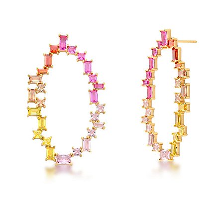 Brinco Oval Rainbow