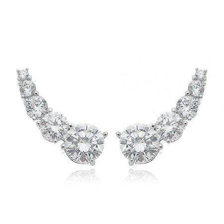 Brinco Ear Cuff Zircônias Brancas