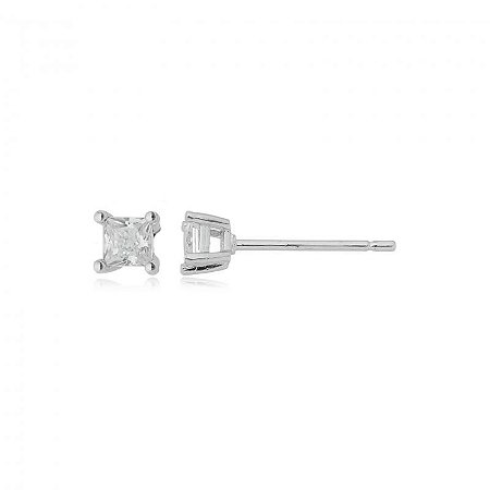 Brinco Solitário Quadrado 3mm com Lapidação Princess