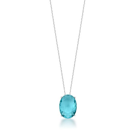 Colar com Pingente Oval Topázio Azul
