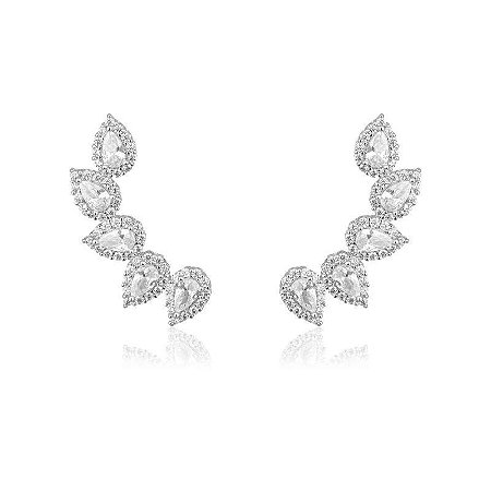 Brinco EarCuff Gotas Cravejadas ao Redor