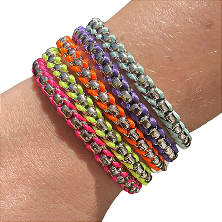 Pulseira Metálica Colorida com Fecho Imantado - Branca (com variações)