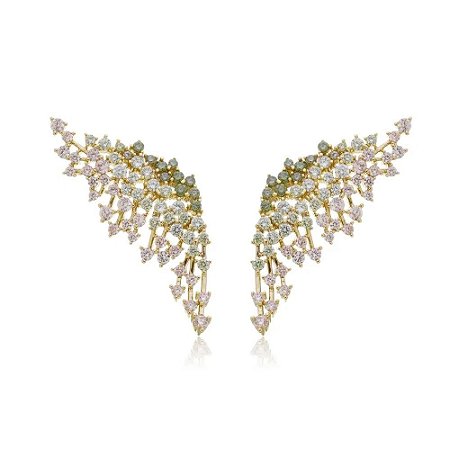Brinco Ear Hook Cravejado com Zircônias Multicoloridas
