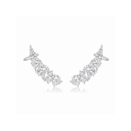 Brinco ear cuff cravejado em mix de lapidações