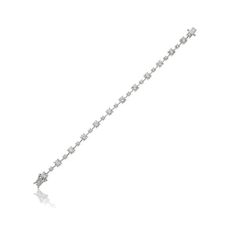 Pulseira Riviera cravejada de zircônias quadradas intercaladas e espaçadas