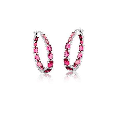 Brinco Argola Zircônias Rubi Degradê