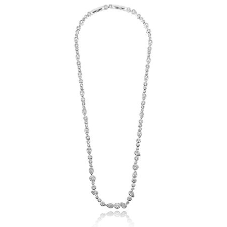 Colar Riviera Drop com Bolinhas Degradê Rodio Branco