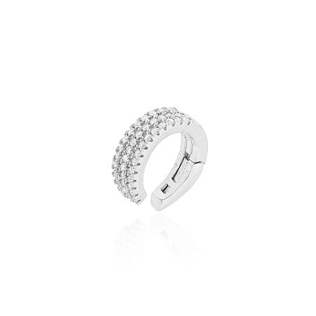Brinco Piercing Fake Três Fileiras Cravejadas e Fecho (com variações)