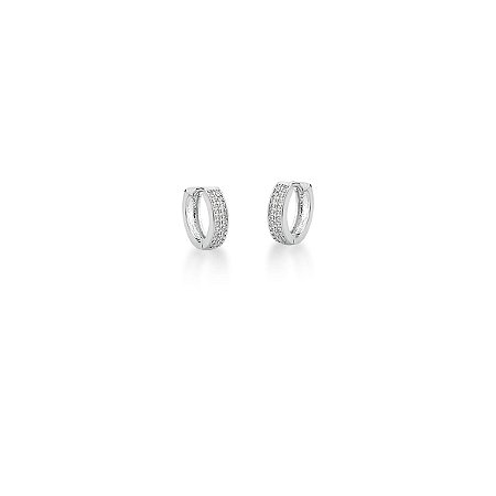 Brinco Mini Argola Branco Cravejado - 15mm
