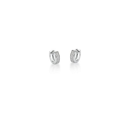 Brinco Mini Argola Branco Cravejado - 13mm