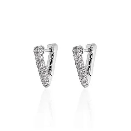 Brinco Argola Triangular Lisa e Cravejada Pequena (com variações)