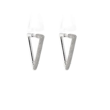 Brinco Argola Triangular Lisa e Cravejada Média (com variações)