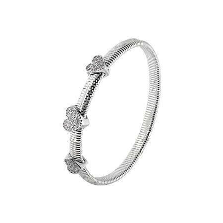 Pulseira de Malha com 3 Pingentes de Coração (com variações)