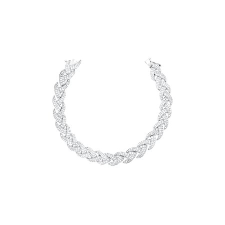Pulseira Riviera Trança Cravejada com Zircônias Brancas