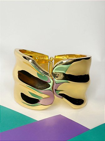 Pulseira Bracelete Orgânico Liso Dourado