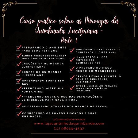 CURSO PRATICO SOBRE AS MIRONGAS DA QUIMBANDA LUCIFERIANA