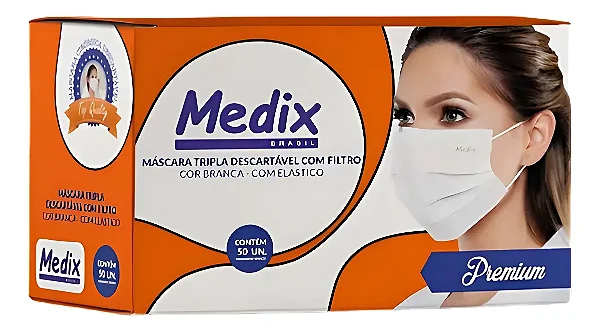 Máscara Descartável Tripla Camada 50 Unid -Medix