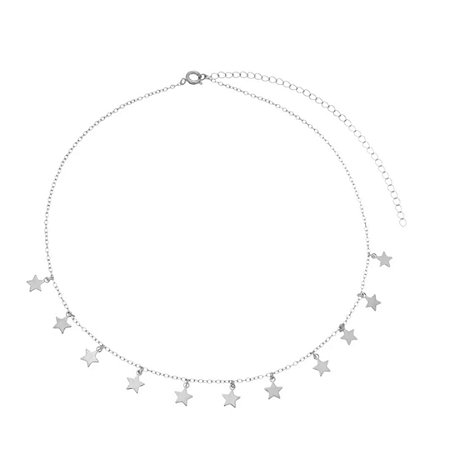 Choker gargantilha com medalhas de estrelas banhado em ródio branco