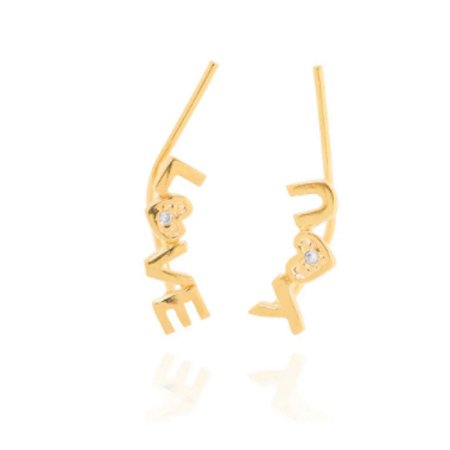 Brinco ear cuff escrito love you banhado a ouro