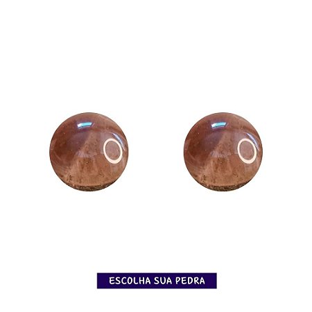 Brinco pequeno de pedra redonda banhado a ouro - Escolha sua pedra