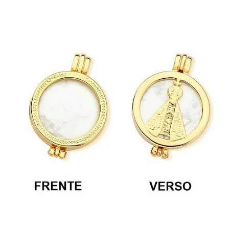 Kit relicário com 7 pedras e colar  pingente Nossa Senhora  banhado a ouro
