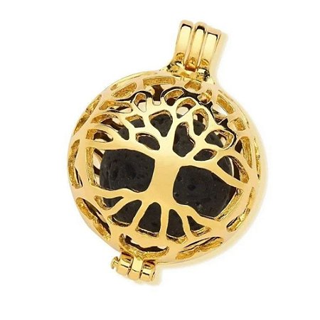 Colar com Pingente Difusor Aromático Árvore da Vida Banhado a Ouro