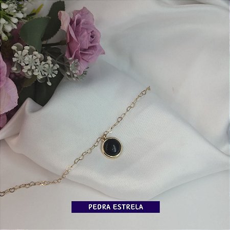 Pulseira de Corrente de Corações com Pingente de Pedra Estrela Banhada a Ouro