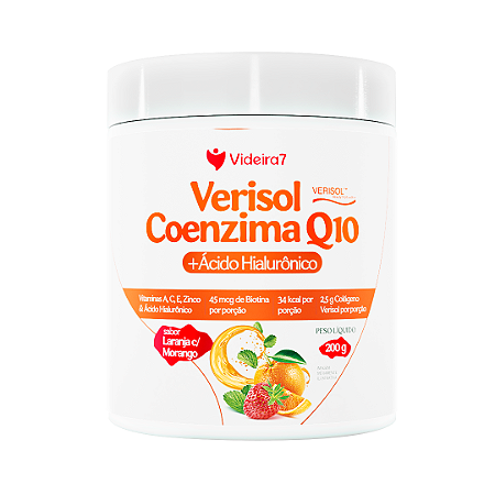 Colágeno Verisol + Coenzima Q10 e Ácido Hialurônico - Sabor Morango com Laranja 200g - VIDEIRA7