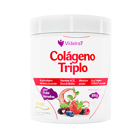 Colágeno Verisol Triplo com Vitaminas e Minerais - Sabor Frutas Vermelhas 300g - VIDEIRA7
