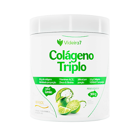 Colágeno Verisol Triplo com Vitaminas e Minerais - Sabor Limão 300g - VIDEIRA7