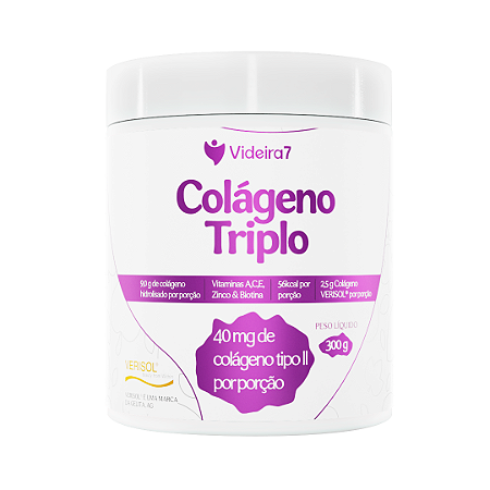 Colágeno Triplo 3 em 1 com Vitaminas e Minerais 300g - Sabor Baunilha - VIDEIRA7