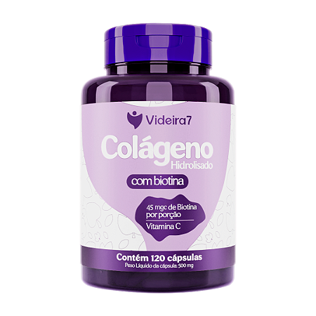 Colágeno Hidrolisado com Biotina e Vitamina C 500mg - 120 Cápsulas - VIDEIRA7