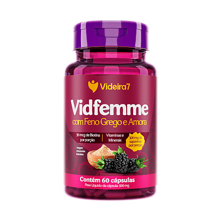 Vidfemme Multivitamínico + Feno Grego e Amora Miúra 500mg - 60 Cápsulas - VIDEIRA7