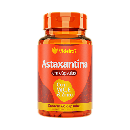 Astaxantina com Vitamina C, E e Zinco 500mg - 60 Cápsulas - VIDEIRA7