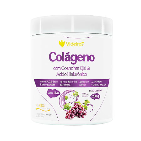 Colágeno Verisol com Coenzima Q10 e Ácido Hialurônico 200g - Sabor Uva - VIDEIRA7
