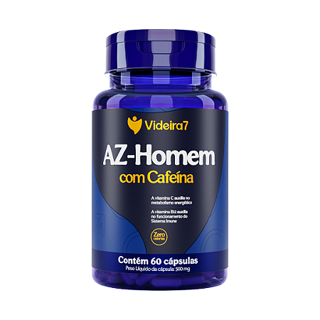 Multivitamínico AZ-Homem com Cafeína 500mg - 60 Cápsulas - VIDEIRA7