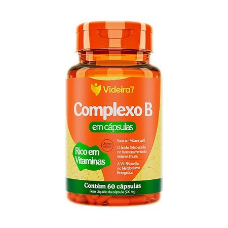 Vitaminas do Complexo B 100% IDR 500mg - 60 Cápsulas - VIDEIRA7