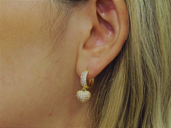 Argola Coração Cravejado