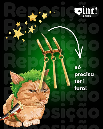 Brinco Espadachim verde 1 furo Zoroh