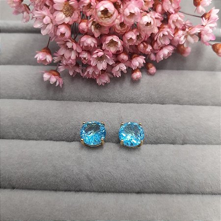 BRINCO PONTO DE LUZ AZUL BANHADO EM OURO 18K