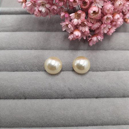 BRINCO PÉROLA 9MM BANHADO EM OURO 18K