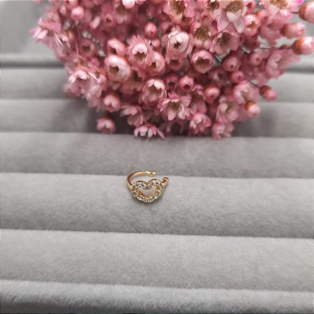PIERCING FAKE CORAÇÃO CRAVEJADO BANHADO EM OURO 18K