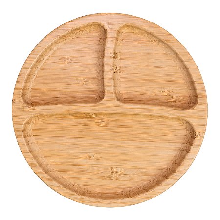Prato Alimentação Infantil Bebê Freso BLW IA Bamboo Ecológico com Ventosa e Divisória
