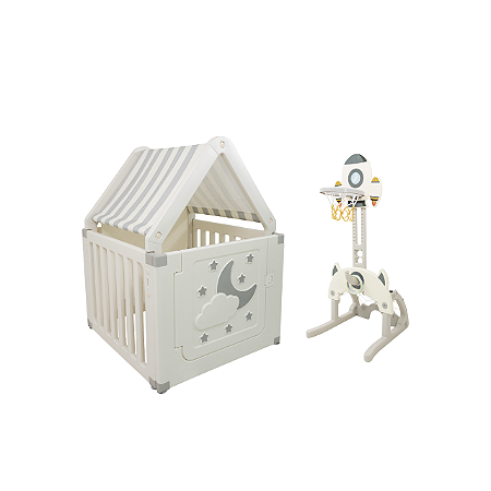 Kit Basquete Futebol Infantil 3 em 1 e Casinha Infantil Cabana para Crianças Freso