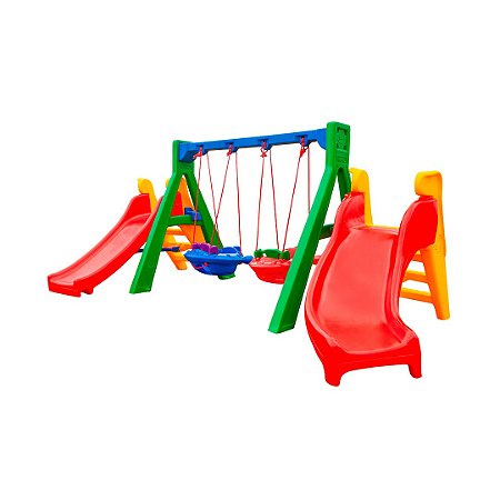 Balanço Bebê Baby Play Plus Duplo Jet com Escorregador Freso