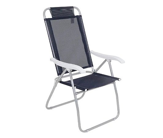 CADEIRA PROSA SANNET 4 POSIÇÕES EM ALUMINIO CINZA BELFIX