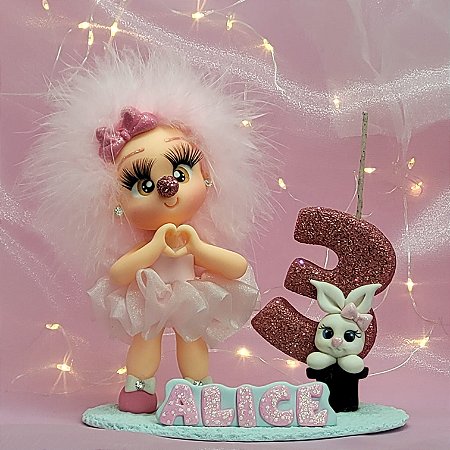 Topo de bolo Circo Rosa