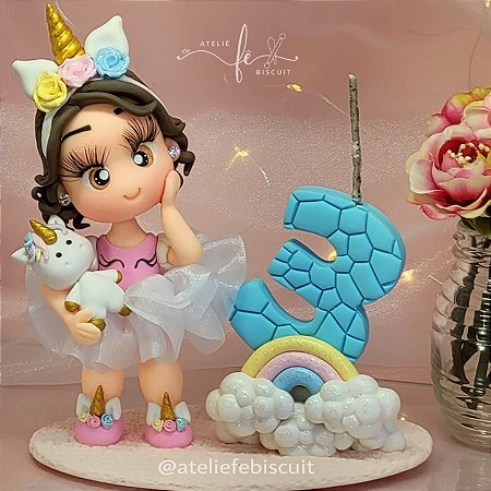 Topo de bolo Unicórnio