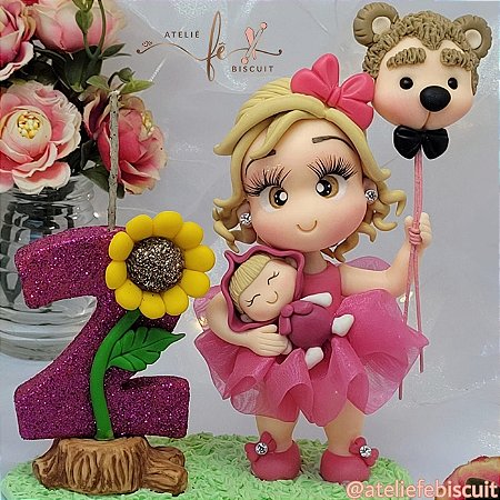 Topo de Bolo Infantil Balão urso.