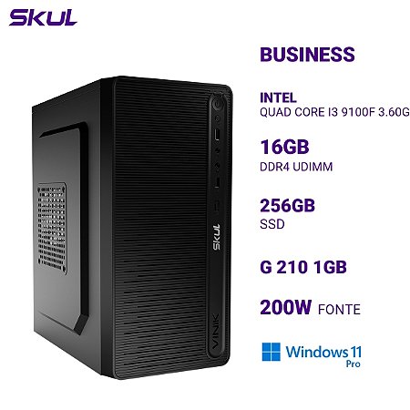 Computador B300 Quad Core I3 9100F 3.60Ghz Mem 16Gb Ddr4 Ssd 256Gb G 210 1Gb Fonte 200W Windows 11 Pro